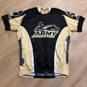 US Army West Point Black Knights Cycling Jersey Men's XL 42 Black Gold 3/4 Zip